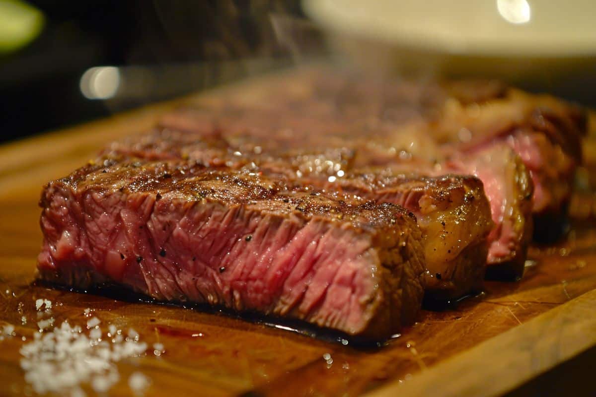 Perfectly cooked steak with delicious juices redistributed for maximum taste.